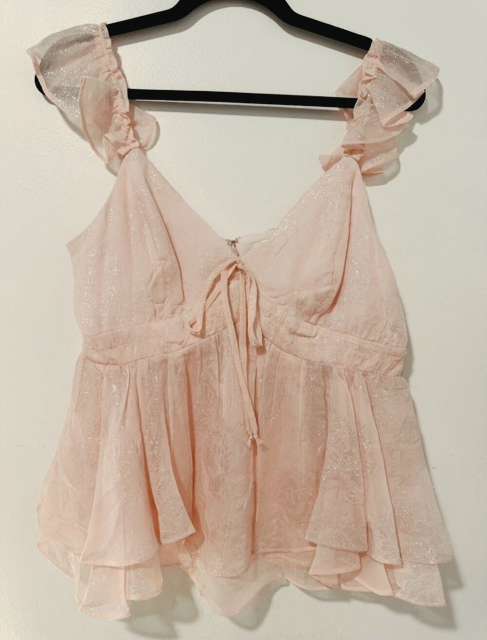 Nwt PARKER Babydoll Peplum Baby Pink Top Szl Nordstrom